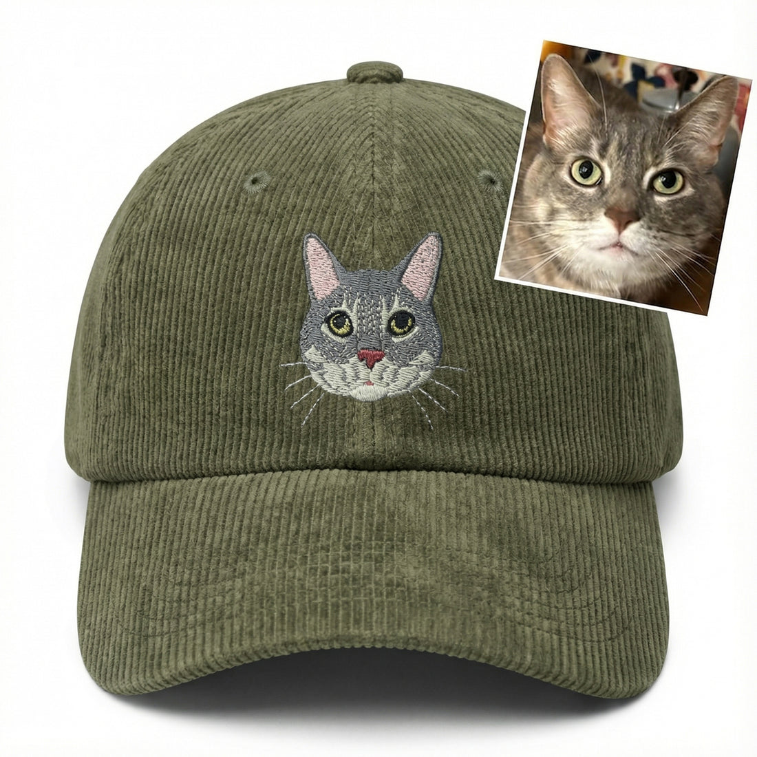 Personalized Cat Lover Hat - Custom Embroidered Cat Photo Cap