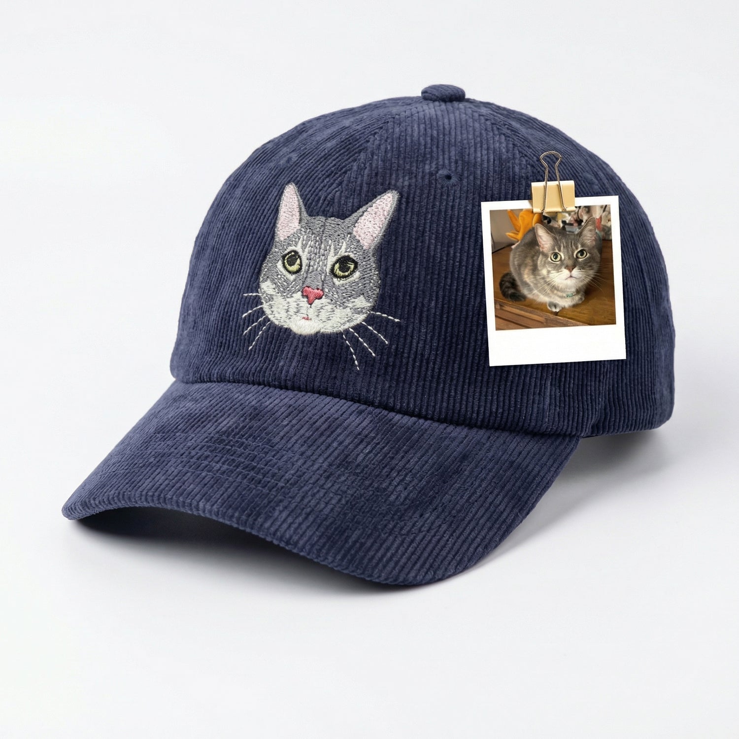 Custom Cat Portrait Hat - Personalized Embroidered Cat Photo Cap