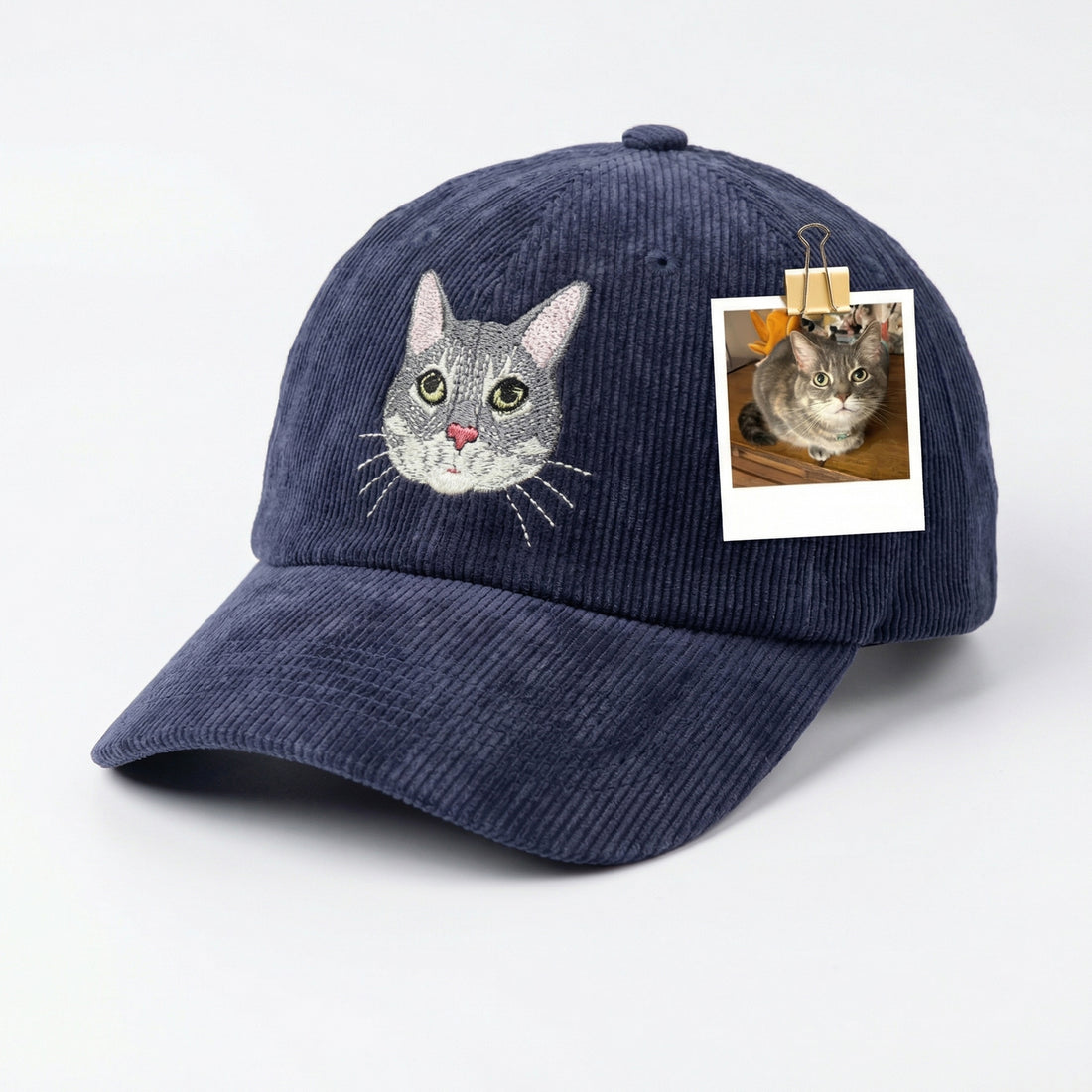 Personalized Cat Photo Hat - Custom Embroidered Cat Face Cap