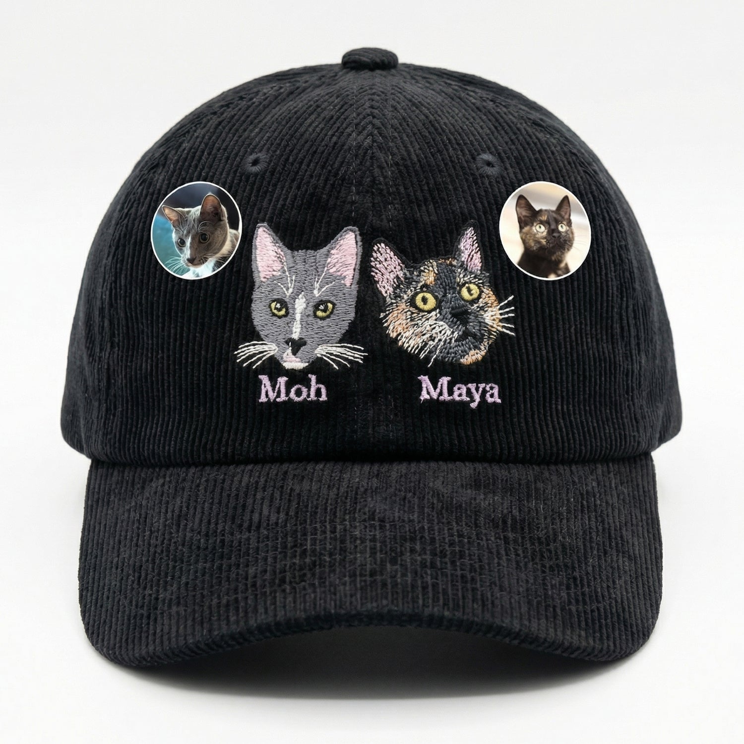 Custom Cat Face Hat - Personalized Cat Portrait & Name Cap