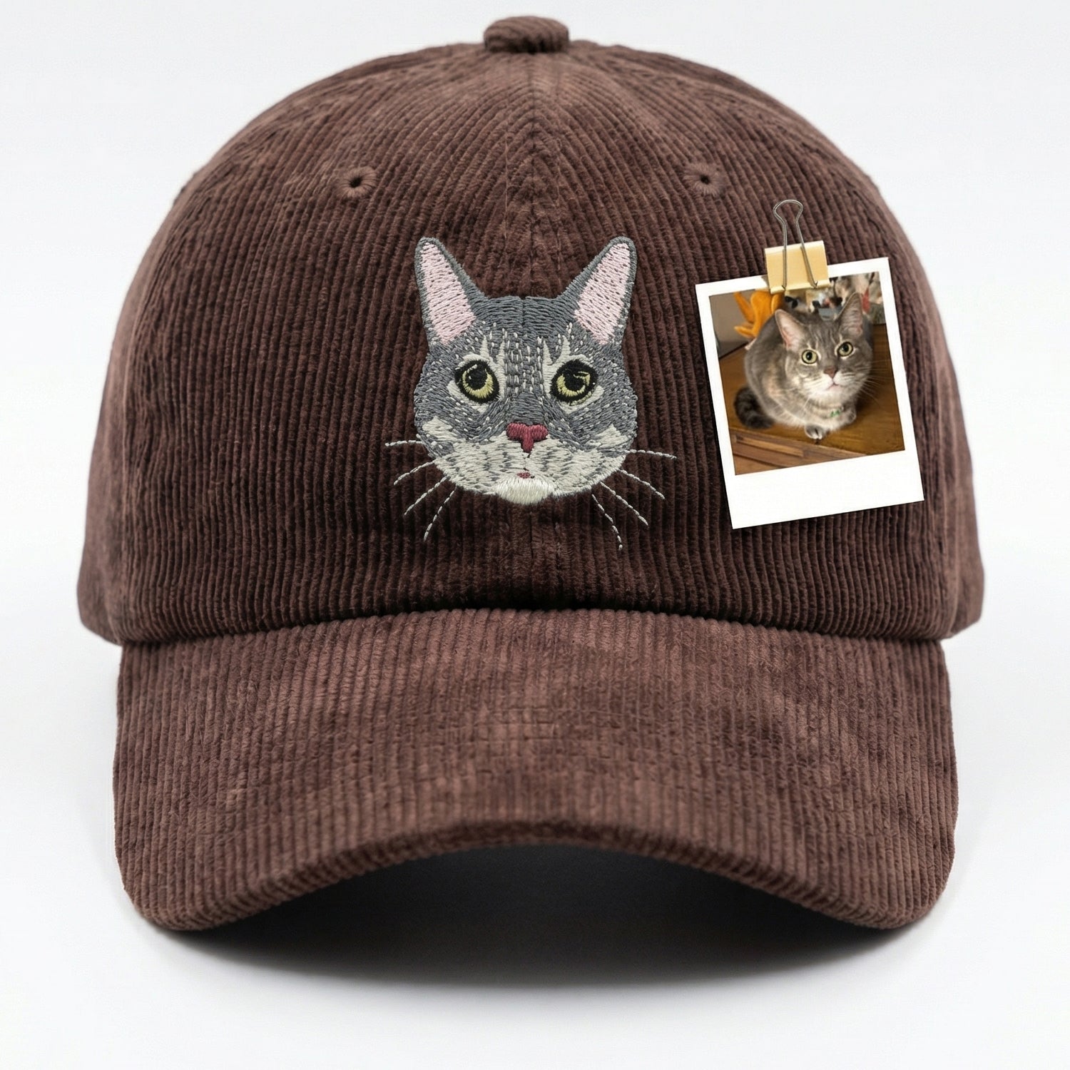 Custom Cat Memory Hat - Personalized Embroidered Cat Portrait Cap