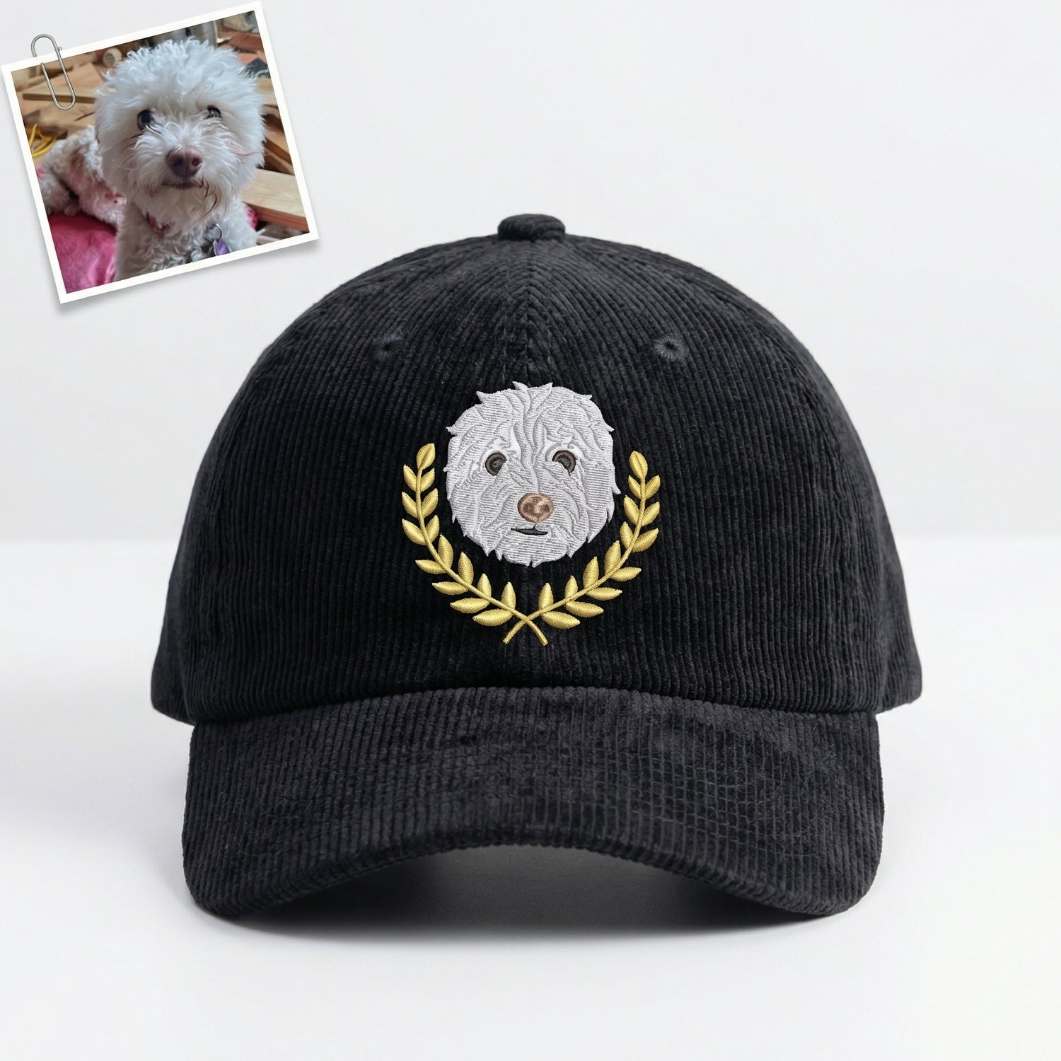 Custom Memorial Dog Face Hat - Custom Pet Memorial Embroidered Cap