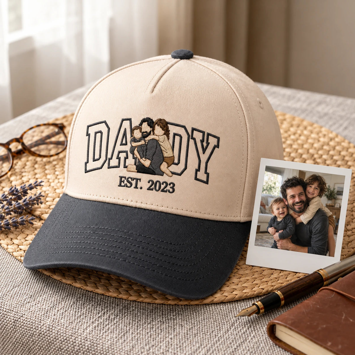 Custom Daddy Hat, Full Color Photo Embroidered Snapback