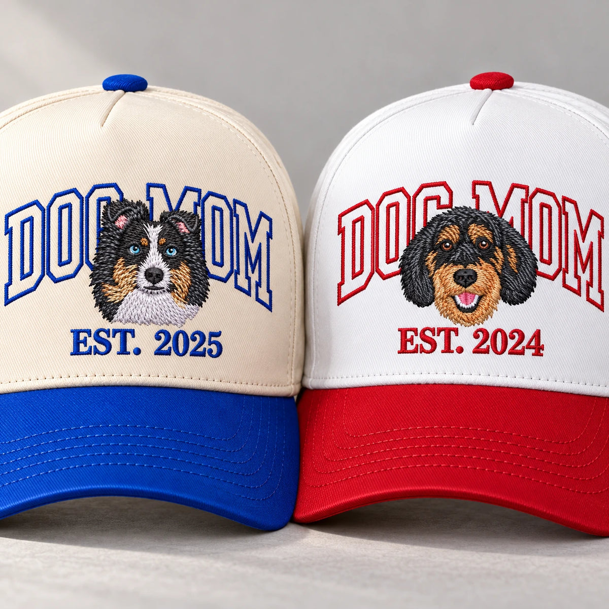 Custom Dog Mom Hat, Photo Portrait Embroidered Cap