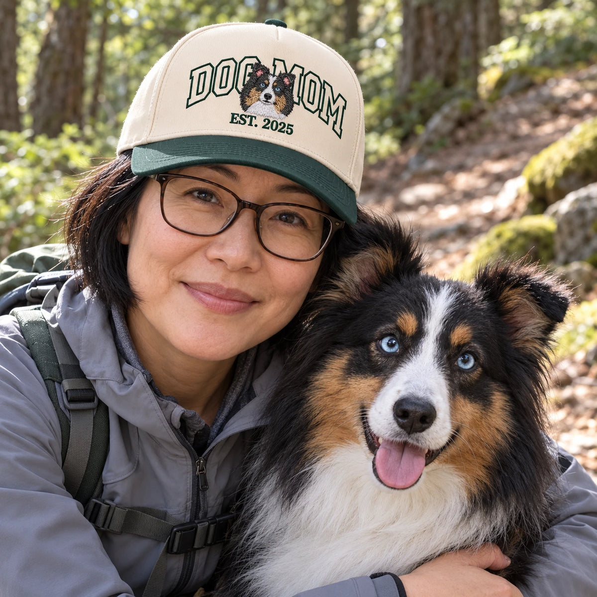 Custom Dog Mom Hat, Photo Portrait Embroidered Cap