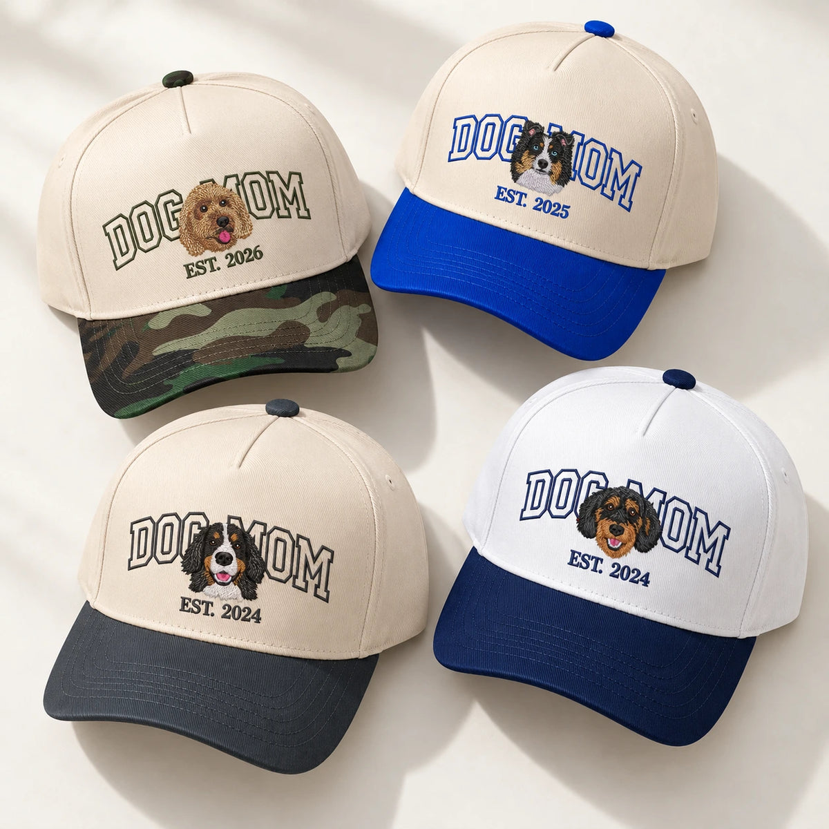 Custom Dog Mom Hat, Photo Portrait Embroidered Cap