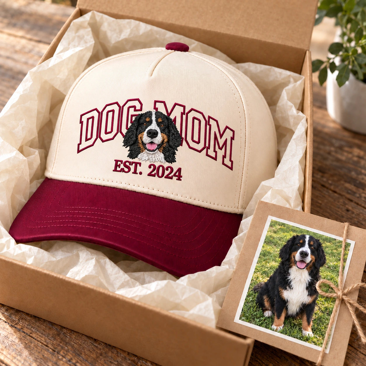 Custom Dog Mom Hat, Photo Portrait Embroidered Cap
