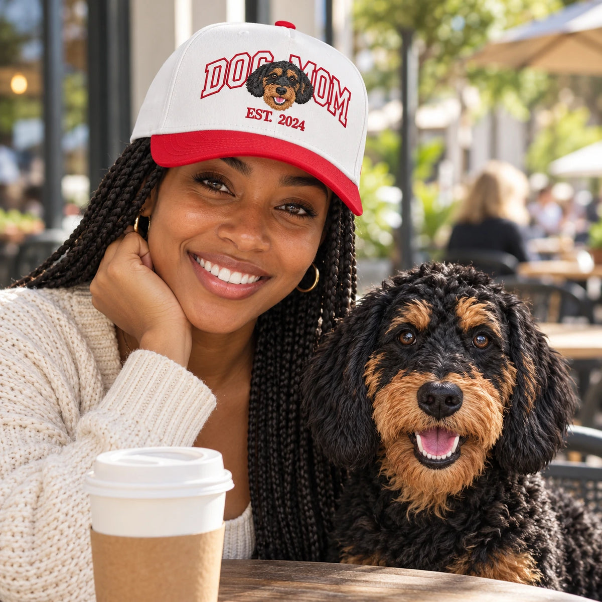 Custom Dog Mom Hat, Photo Portrait Embroidered Cap