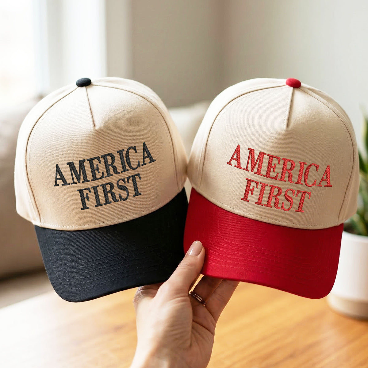 Custom Embroidered America First Snapback Hat