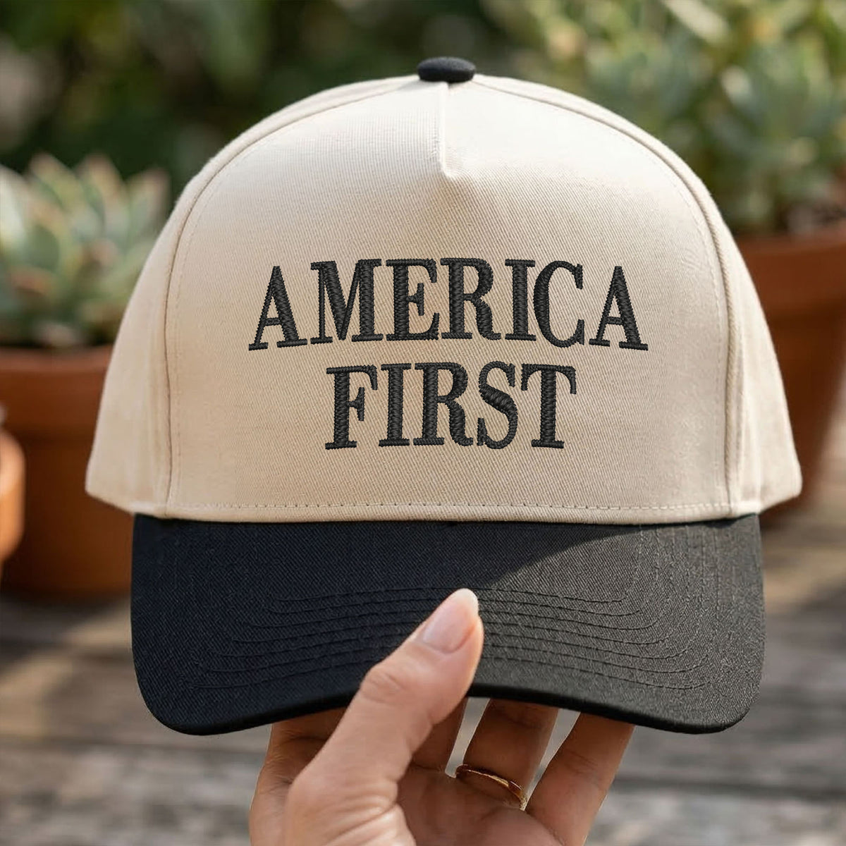 Custom Embroidered America First Snapback Hat