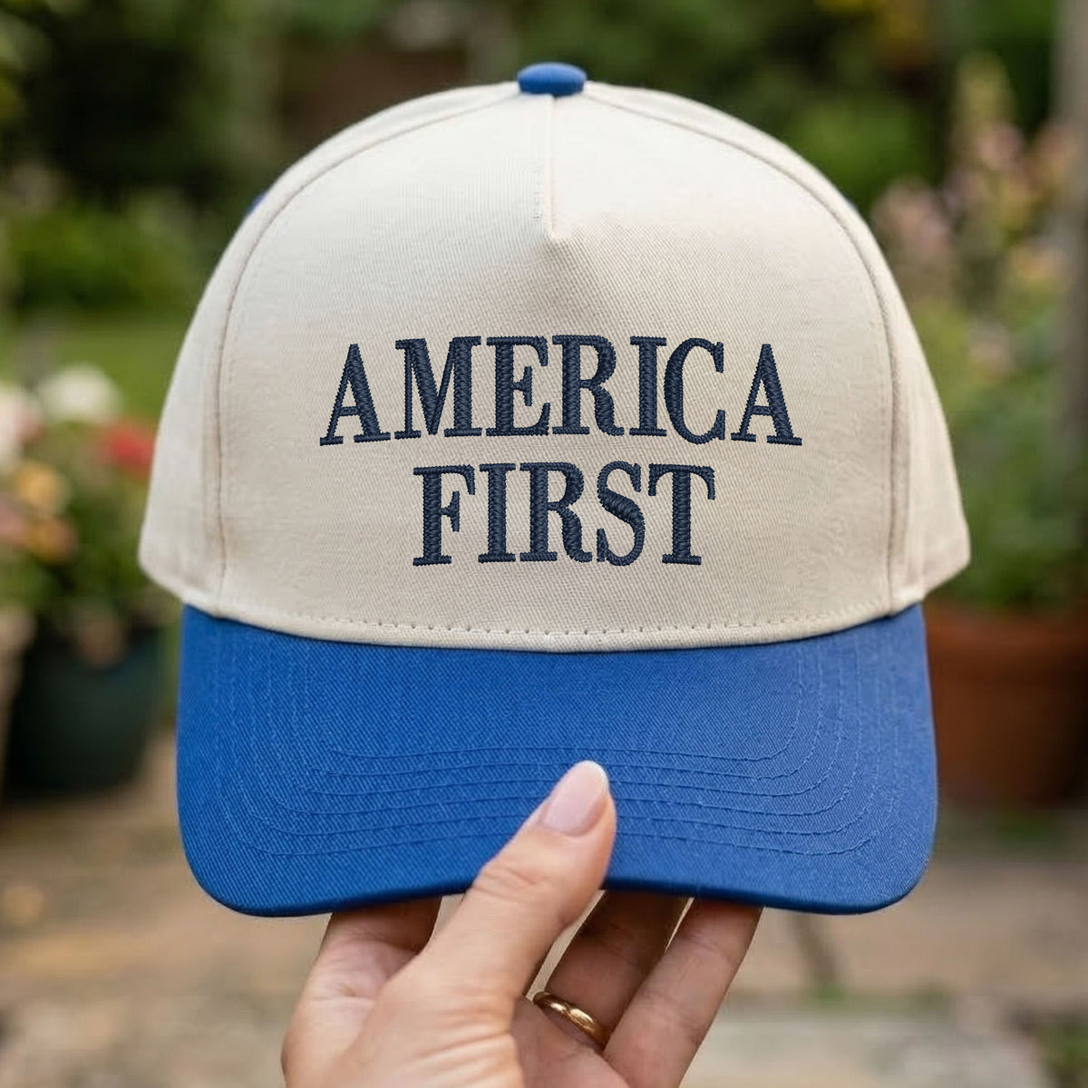 Custom Embroidered America First Snapback Hat