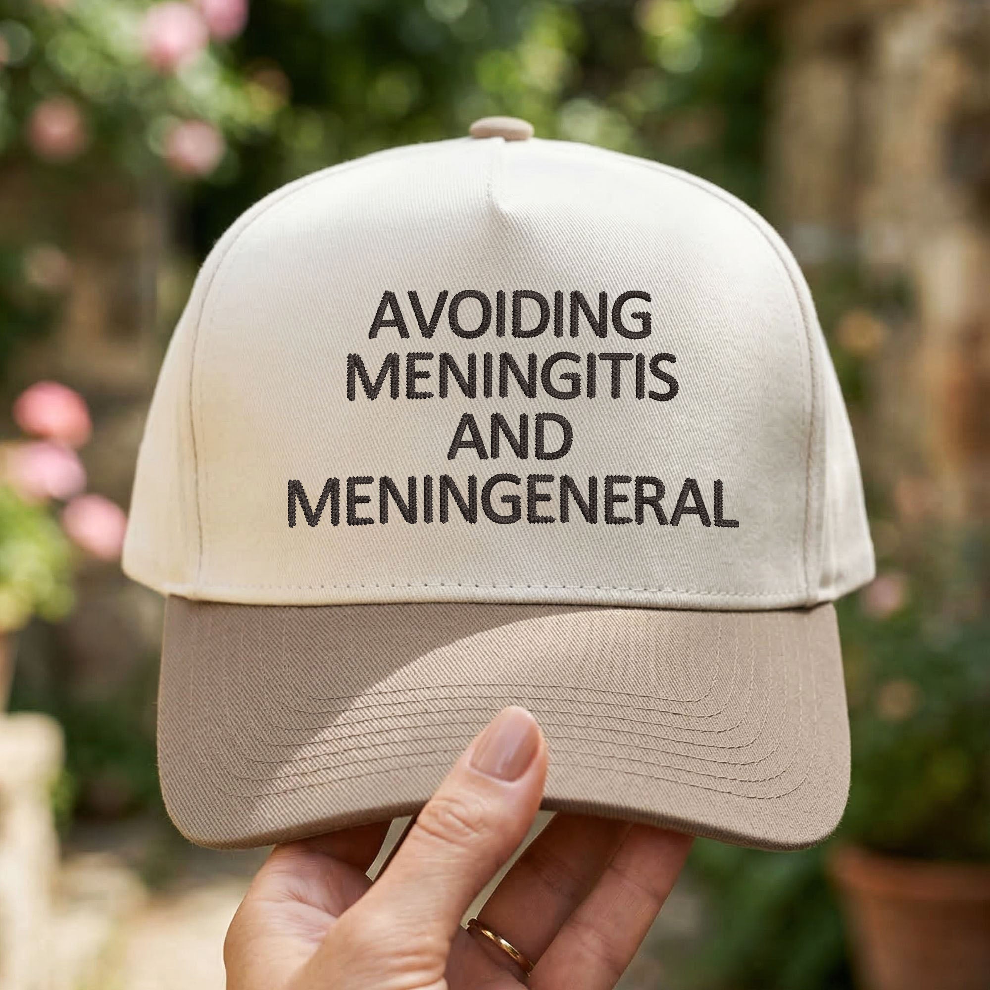 Custom Embroidered Avoiding Meningitis And Meningeneral Snapback Hat