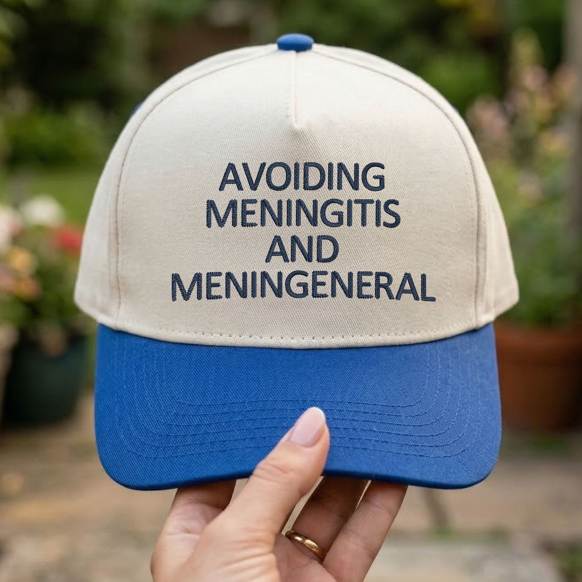 Custom Embroidered Avoiding Meningitis And Meningeneral Snapback Hat