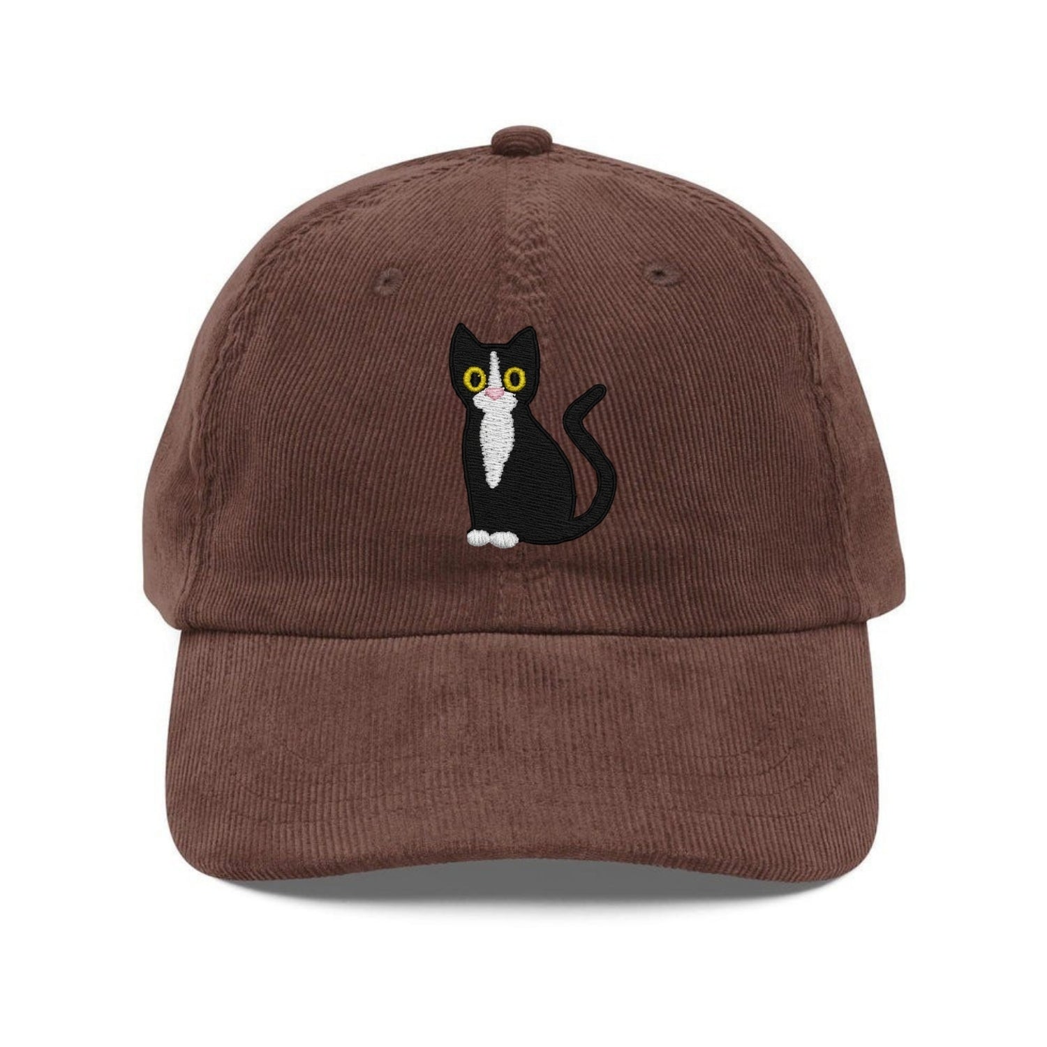 Custom Embroidered Black & White Tuxedo Cat Hat