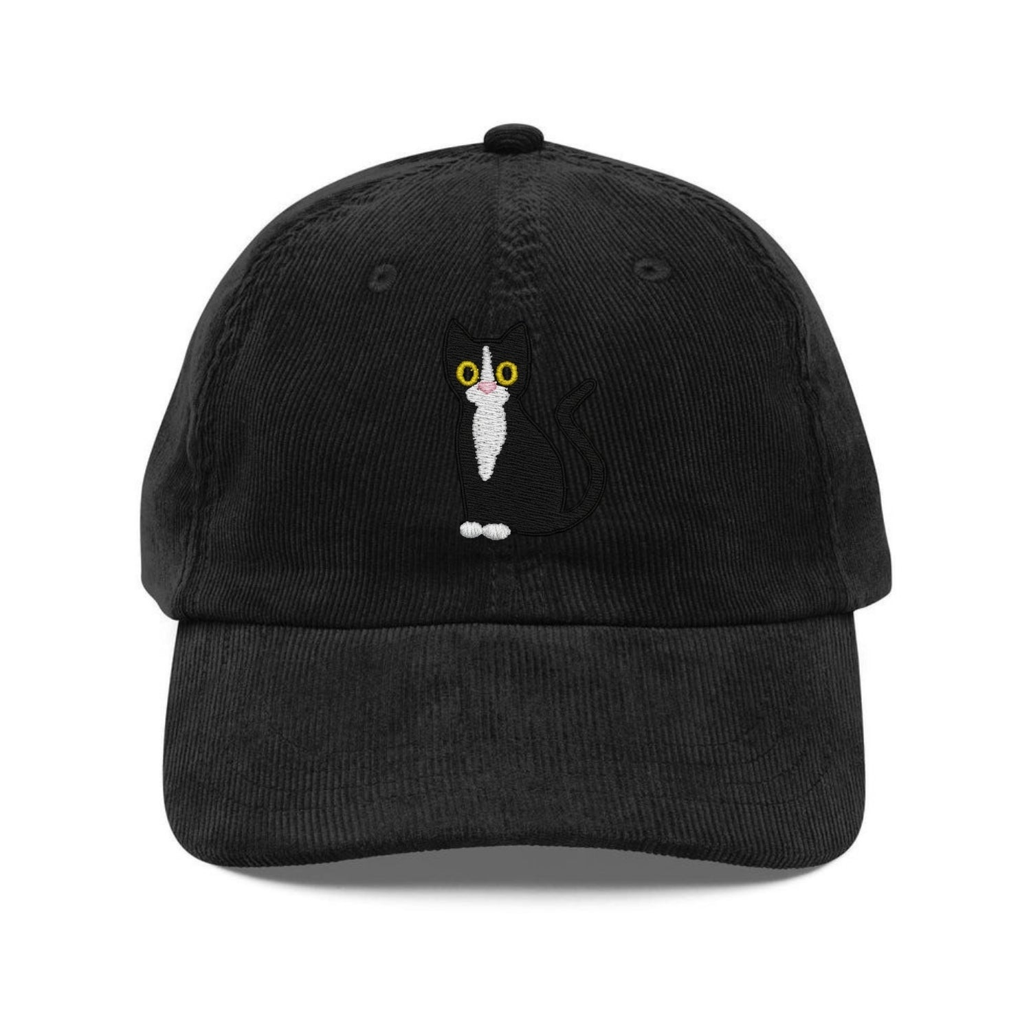 Custom Embroidered Black & White Tuxedo Cat Hat