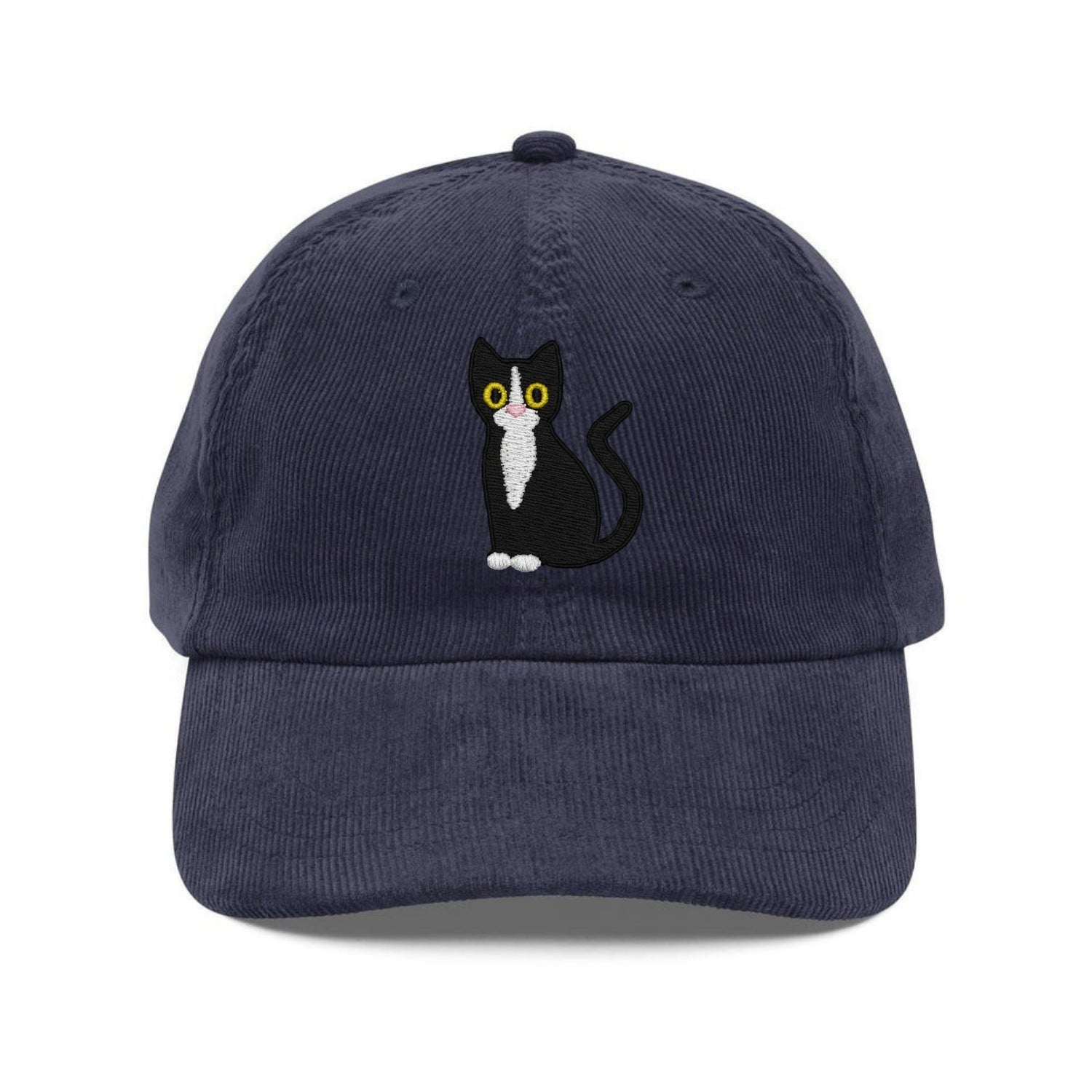Custom Embroidered Black & White Tuxedo Cat Hat