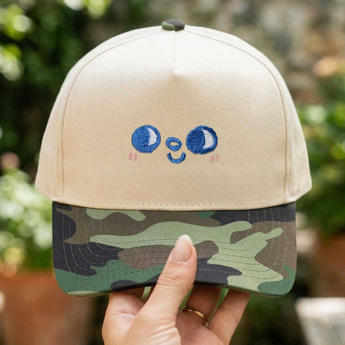 Custom Embroidered Blushing Face Snapback Hat