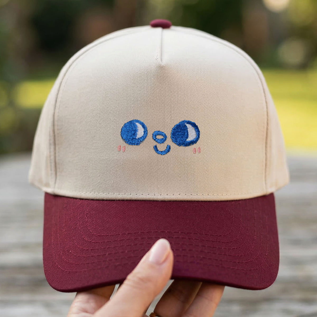 Custom Embroidered Blushing Face Snapback Hat