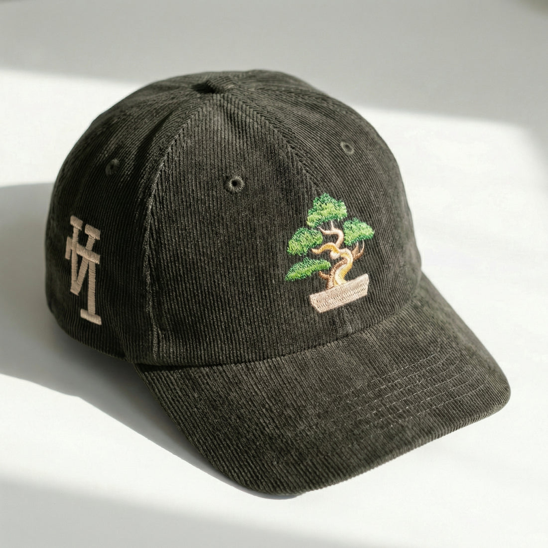 Custom Embroidered Bonsai Tree Corduroy Hat - LA Minimalist Cap