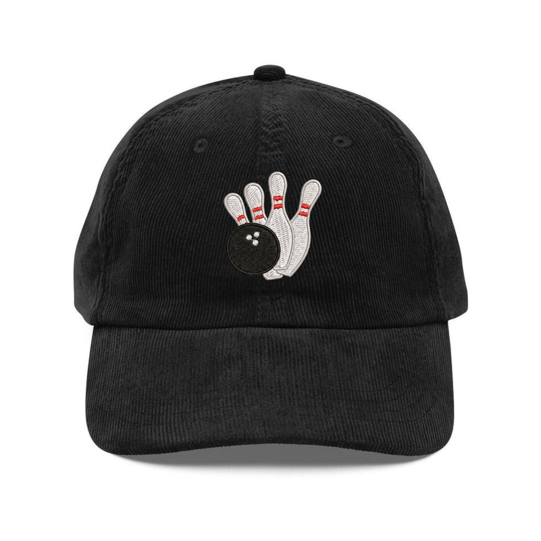 Custom Embroidered Bowling Pins and Ball Hat - Classic Bowling Logo Cap