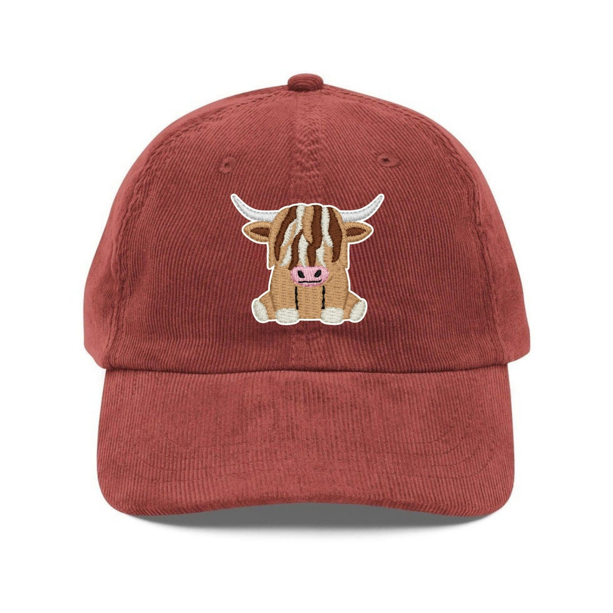 Custom Embroidered Brown Highland Cow Hat