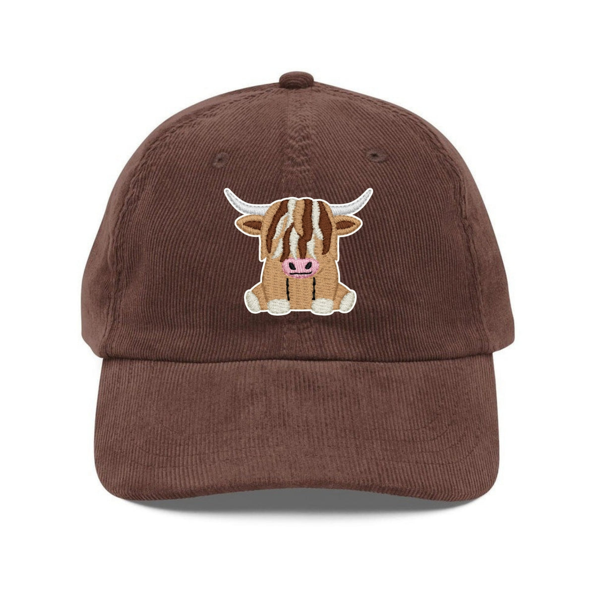 Custom Embroidered Brown Highland Cow Hat