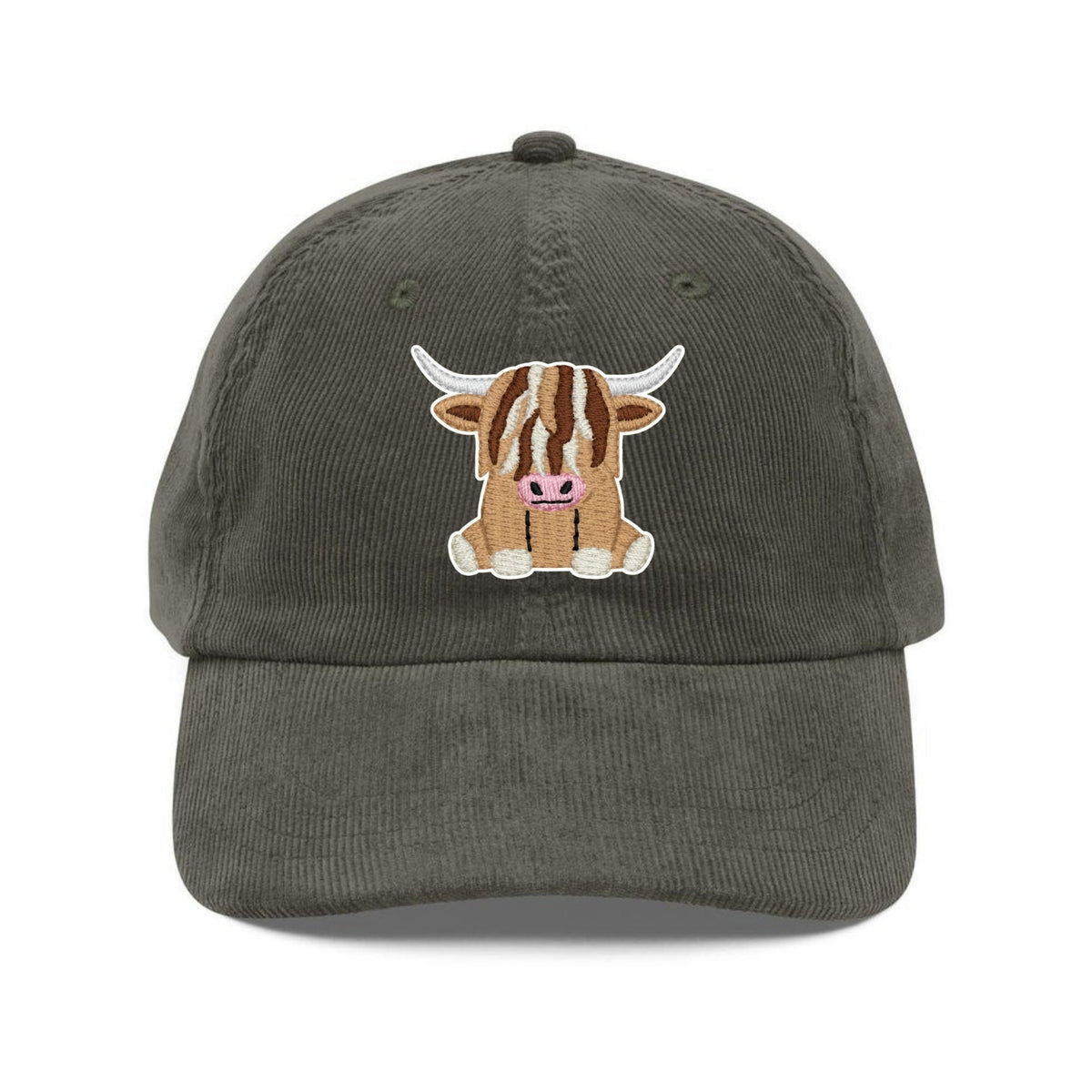 Custom Embroidered Brown Highland Cow Hat