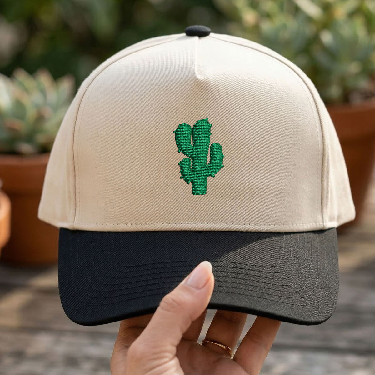 Custom Embroidered Cactus Snapback Hat
