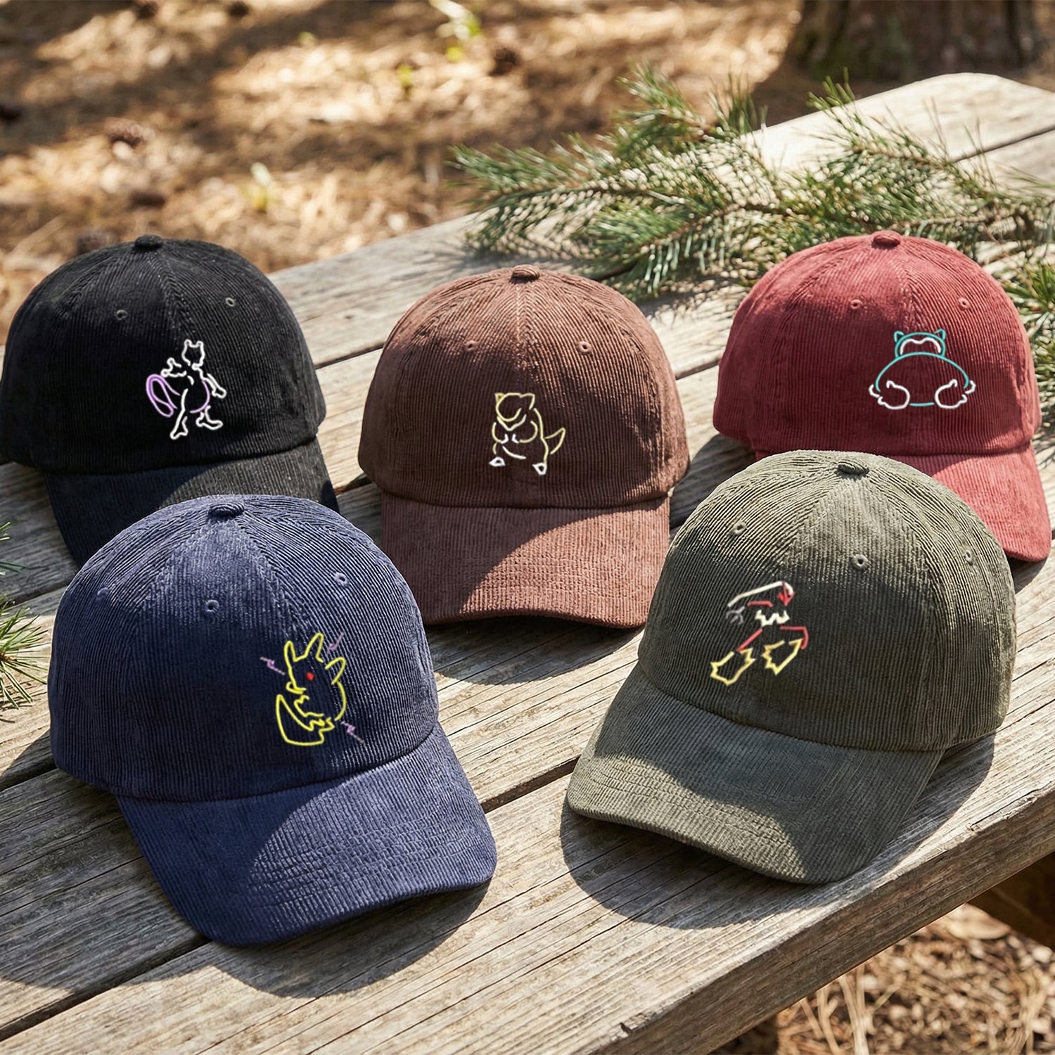 Custom Embroidered Cartoon Monster Hat – Personalized Corduroy Dad Cap