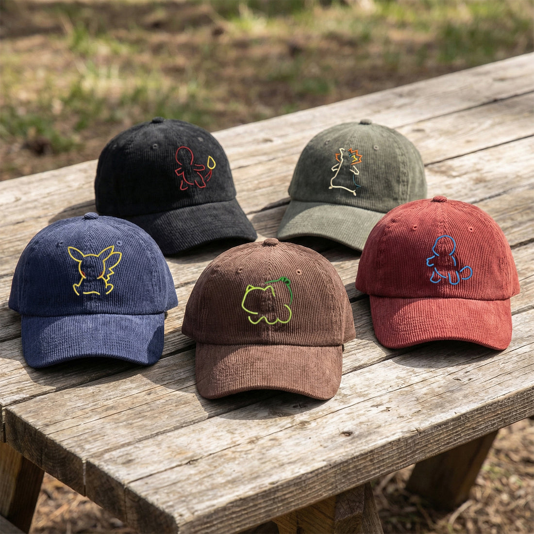 Custom Embroidered Cartoon Monster Hat – Personalized Corduroy Dad Cap