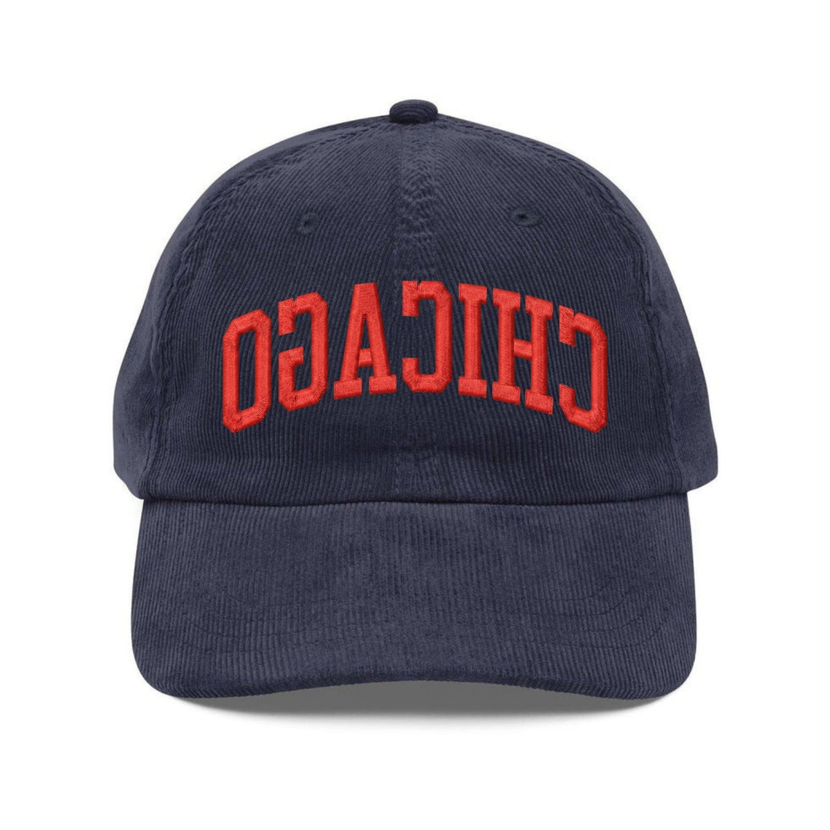 Custom Embroidered Chicago Upside Down Corduroy Hat - Trendy Dad Cap