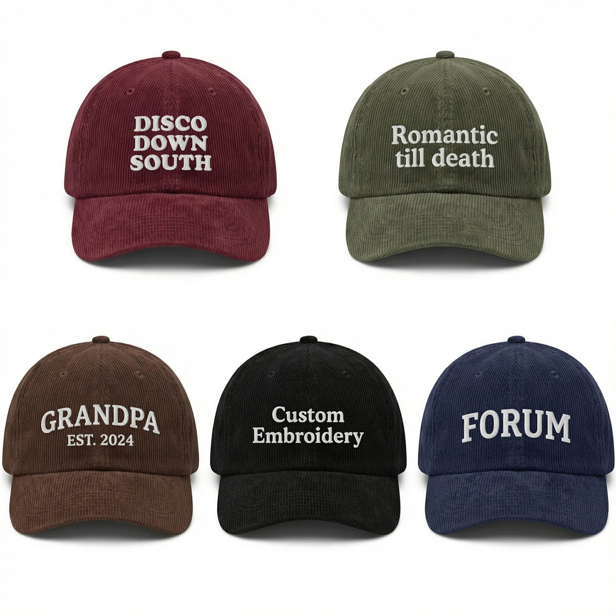 Custom Embroidered Corduroy Hat – Personalized Monogram & Initials Cap