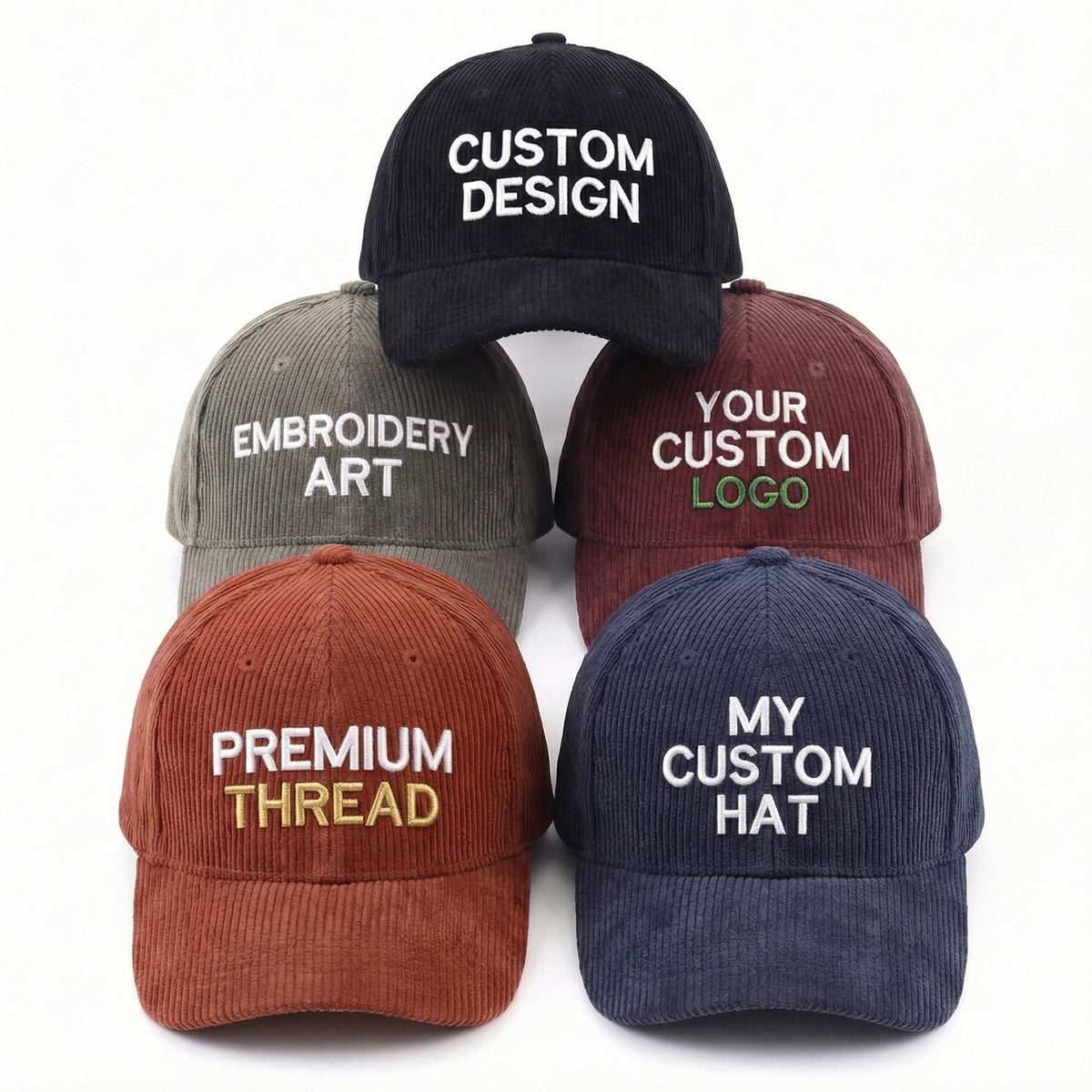 Custom Embroidered Corduroy Hat – Personalized Name Text Cap