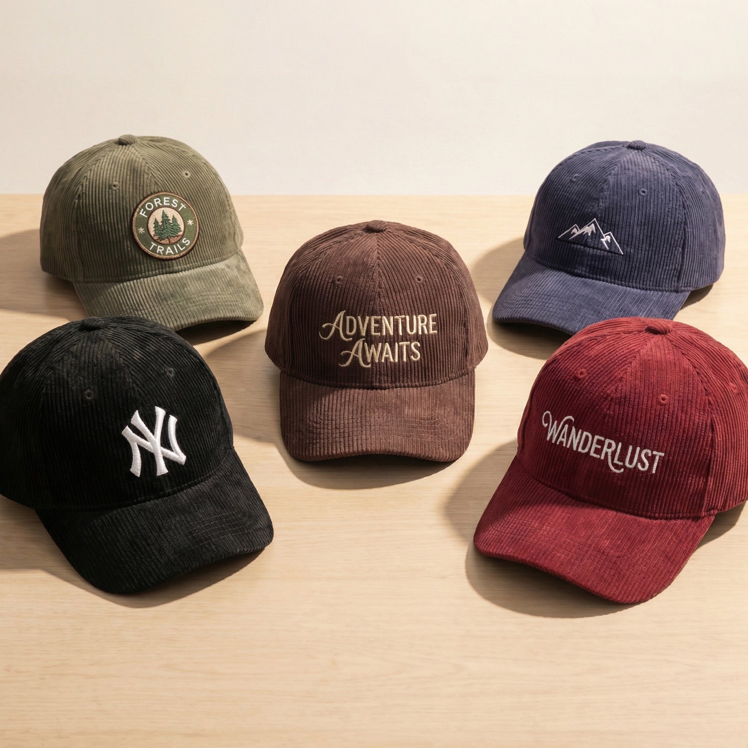 Custom Embroidered Corduroy Hat - Personalized Baseball Cap With Text Logo