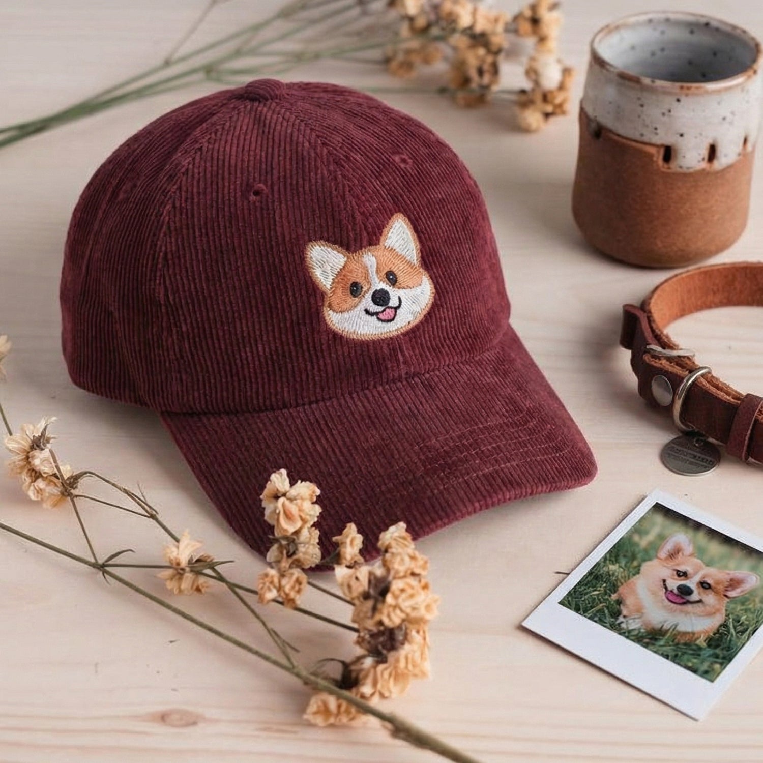 Custom Dog Portrait Hat - Personalized Embroidered Dog Cap