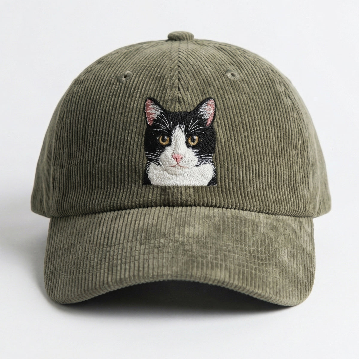Custom Cat Portrait Hat - Personalized Embroidered Cat Photo with Name