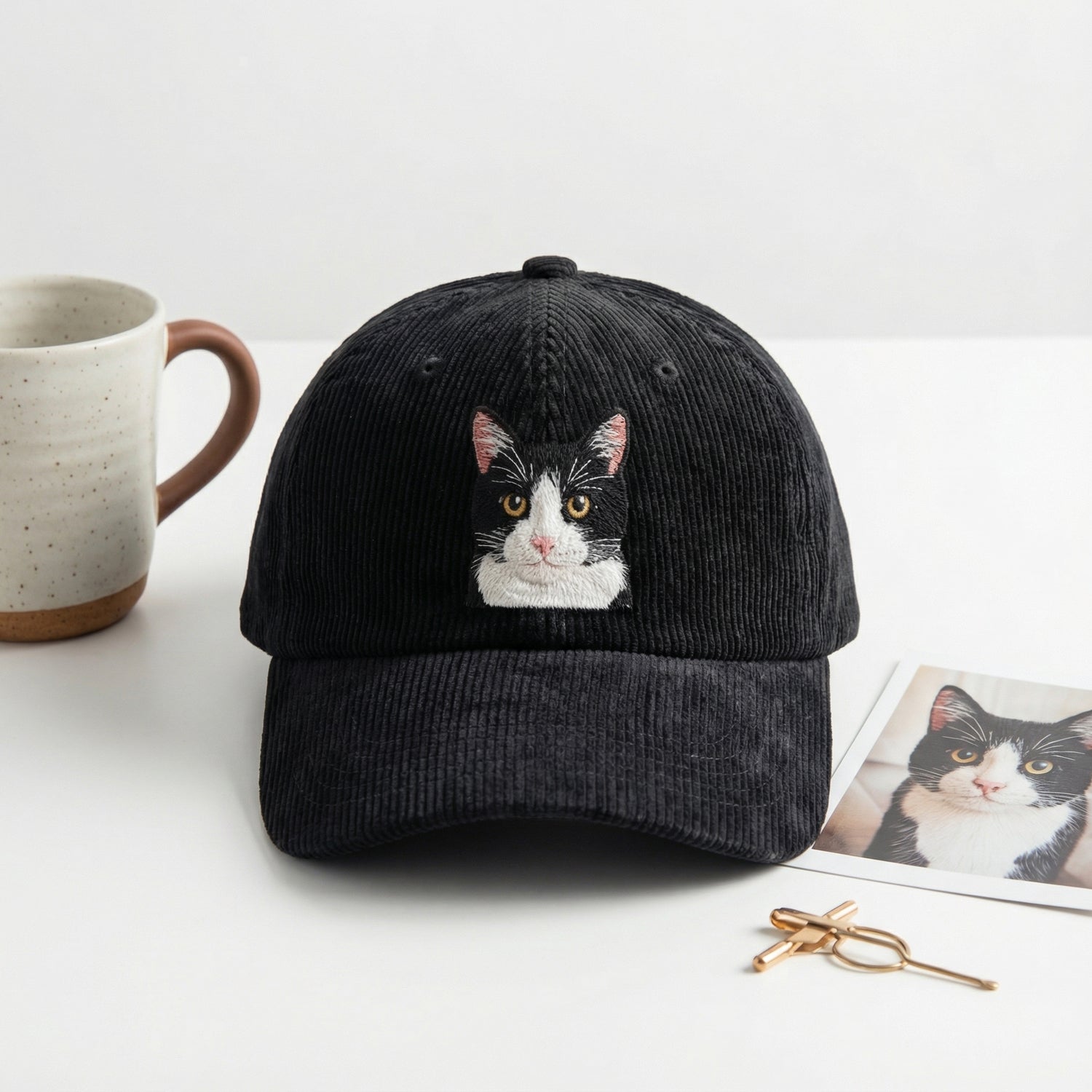 Custom Cat Face Hat - Personalized Cat Portrait & Name Cap