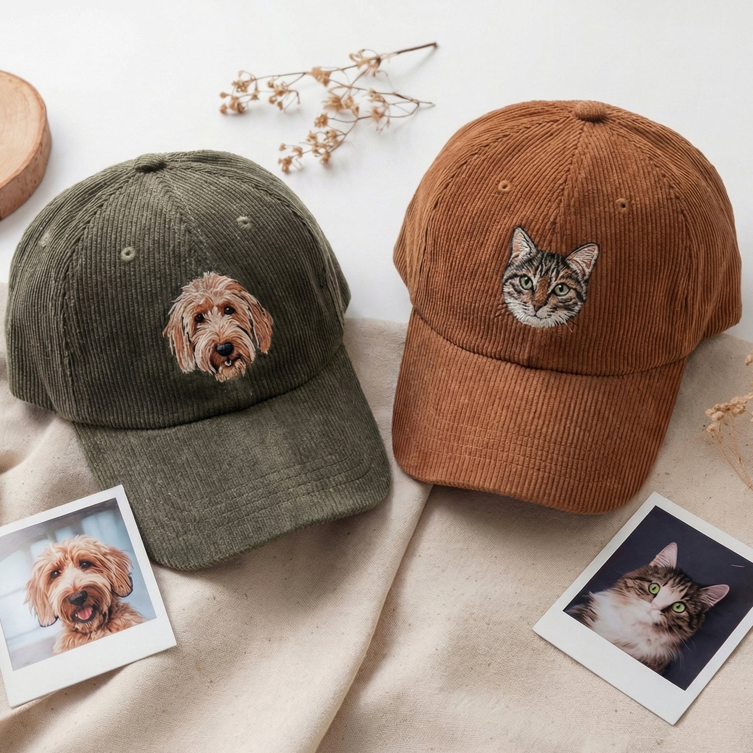 Custom Pet Portrait Hat | Personalized Dog & Cat Face Embroidered Cap