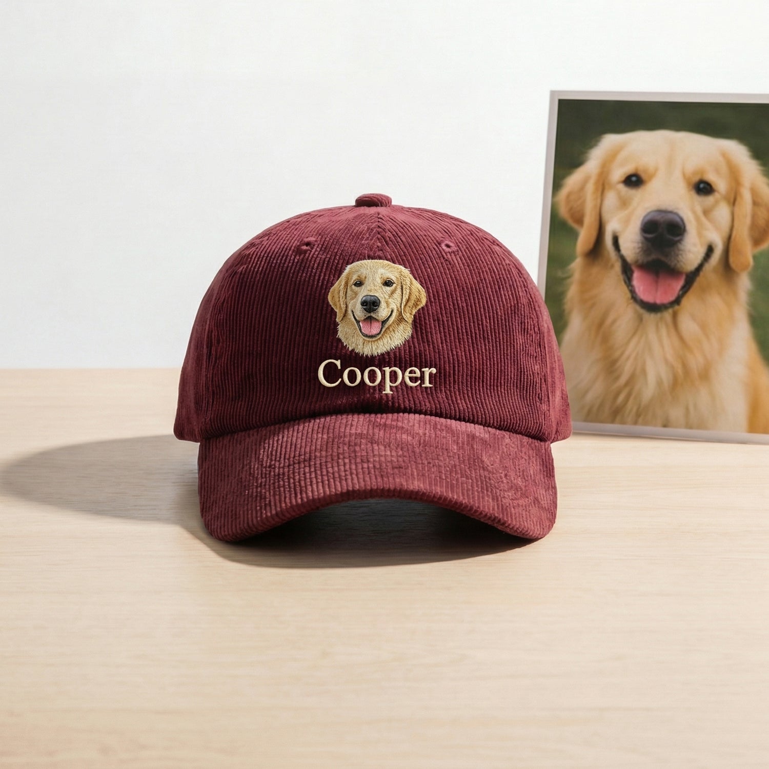 Custom Pet Memorial Portrait Hat - Personalized Pet Photo Cap