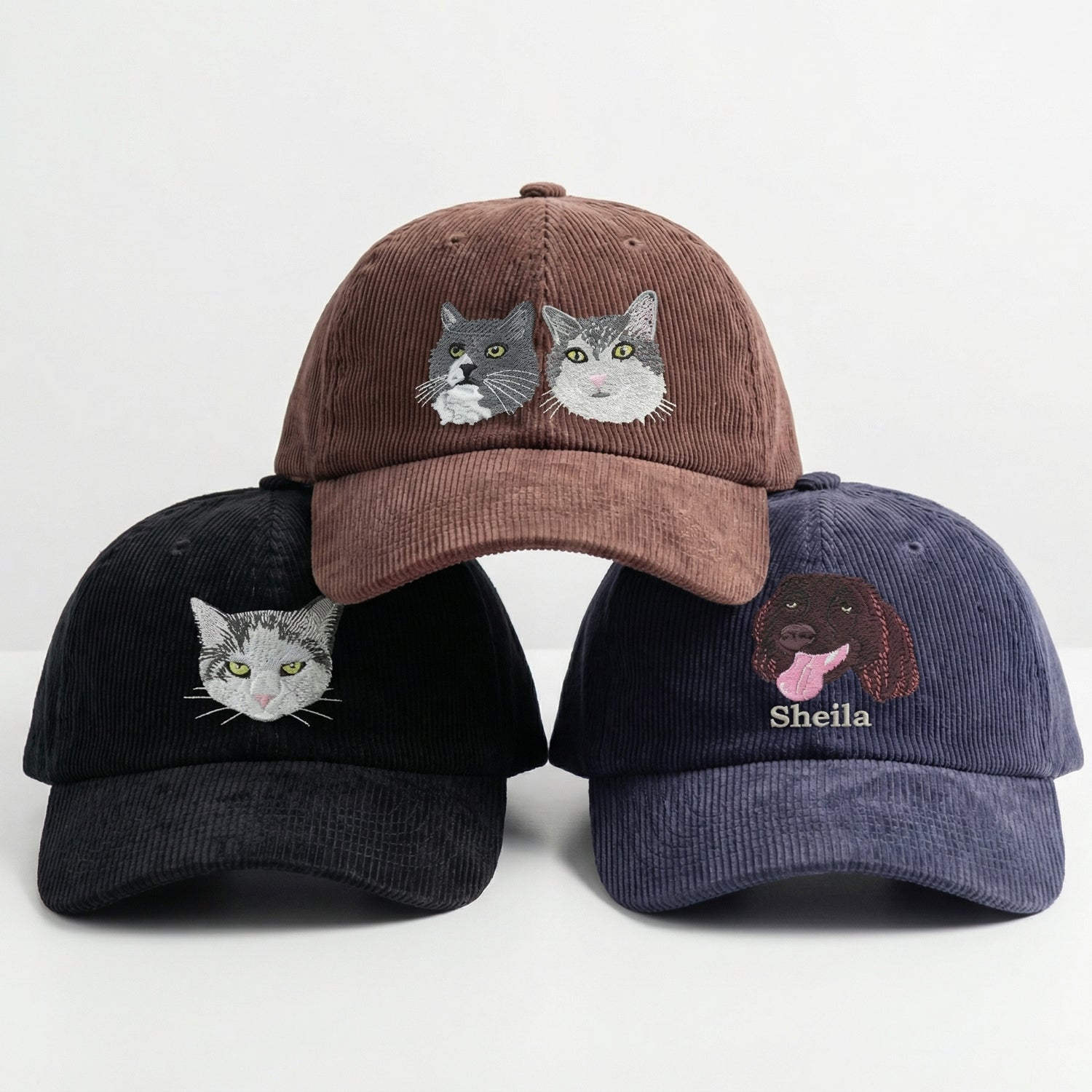Custom Cat Memory Hat - Personalized Embroidered Cat Portrait Cap