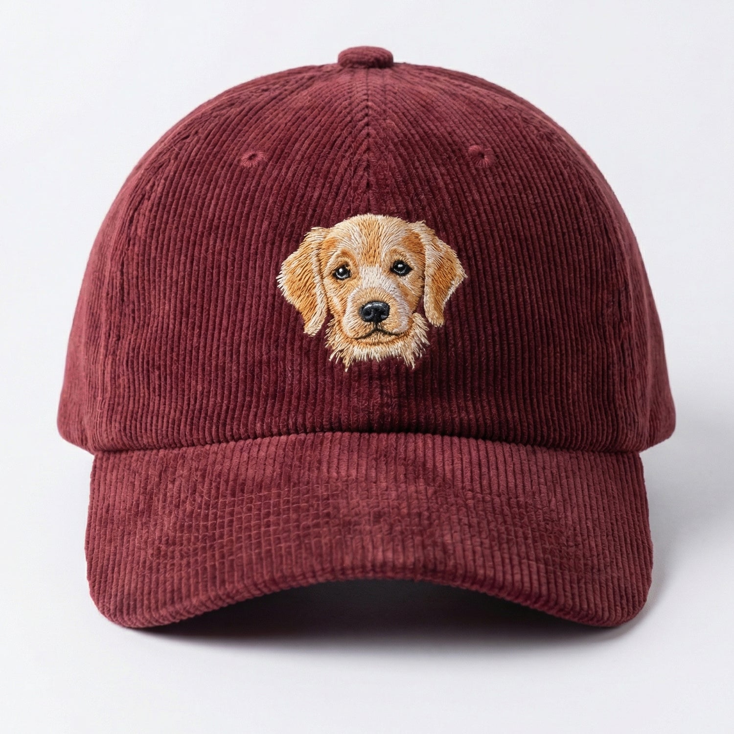 Custom Dog Portrait Hat - Personalized Embroidered Dog Photo Corduroy Hat