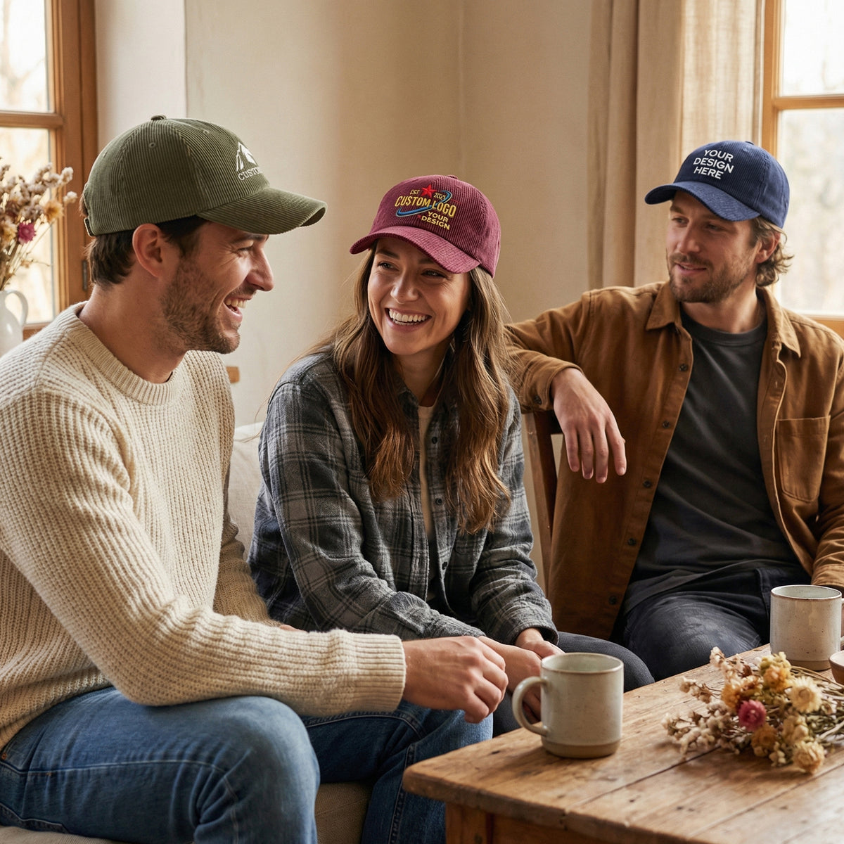 Custom Embroidered Corduroy Hat – Personalized Text or Logo Cap