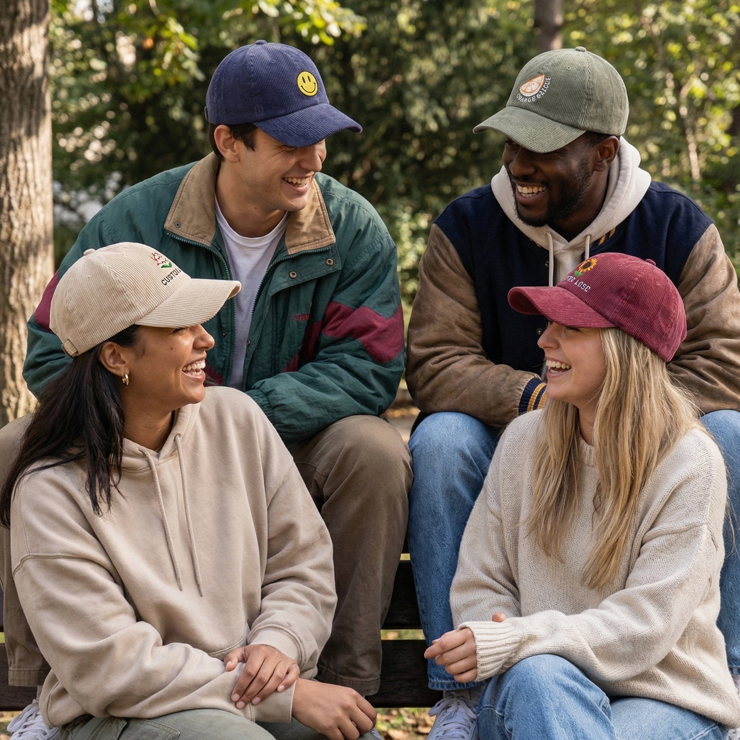 Custom Embroidered Corduroy Hat - Personalized Baseball Cap With Text Logo