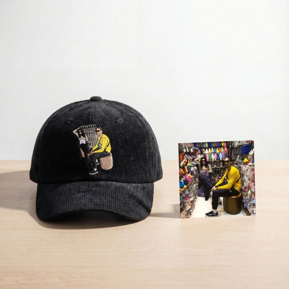Custom Embroidered Couple Hat from Photo – Custom Personalized Photo Hat | Couples Gift & Keepsake