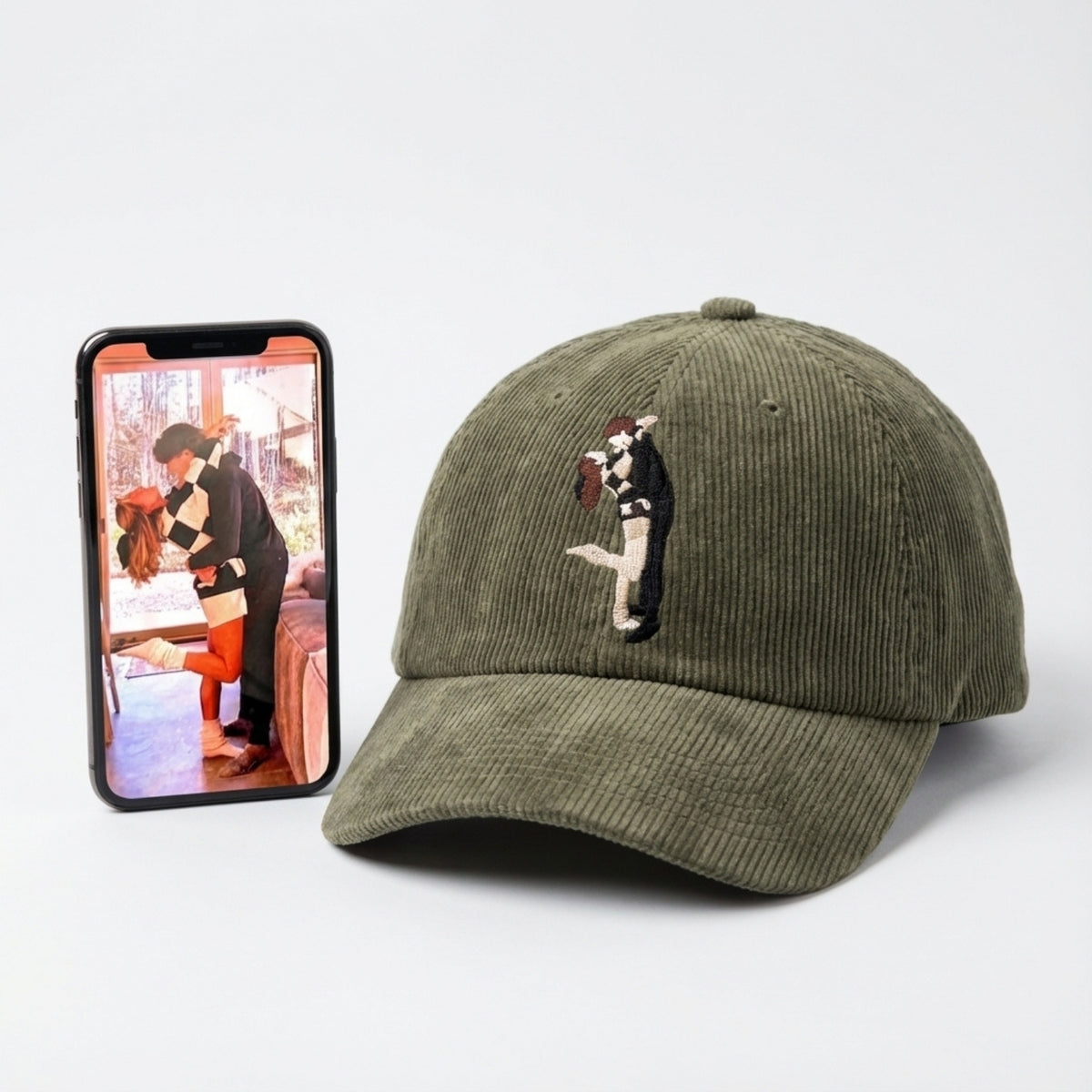 Custom Embroidered Couple Hat from Photo – Custom Personalized Photo Hat | Couples Gift & Keepsake