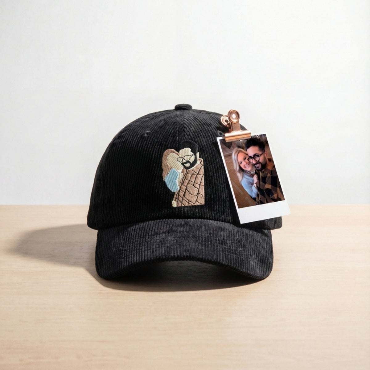 Custom Embroidered Couple Hat from Photo – Custom Personalized Photo Hat | Couples Gift & Keepsake
