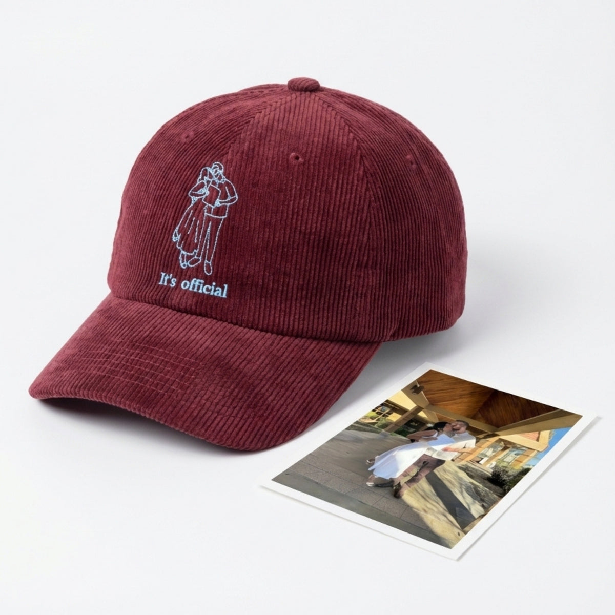 Custom Embroidered Couple Line Art Hat – Personalized Photo Hat | Anniversary Gift for Couples