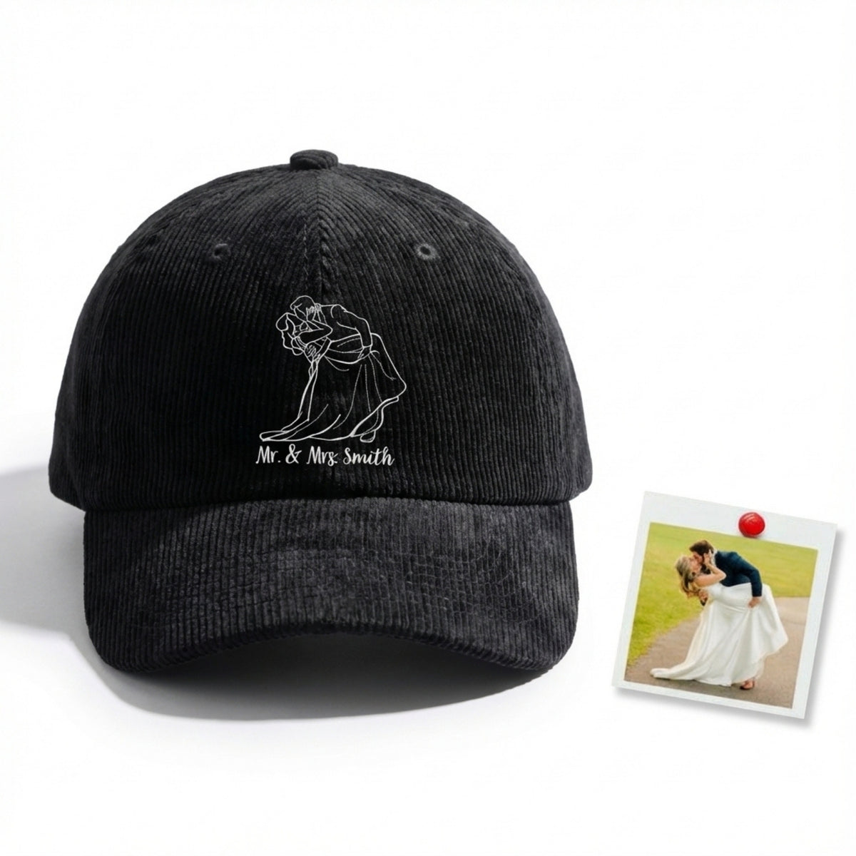 Custom Embroidered Couple Outline Portrait Hat – Personalized Photo Cap | Gift for Couples