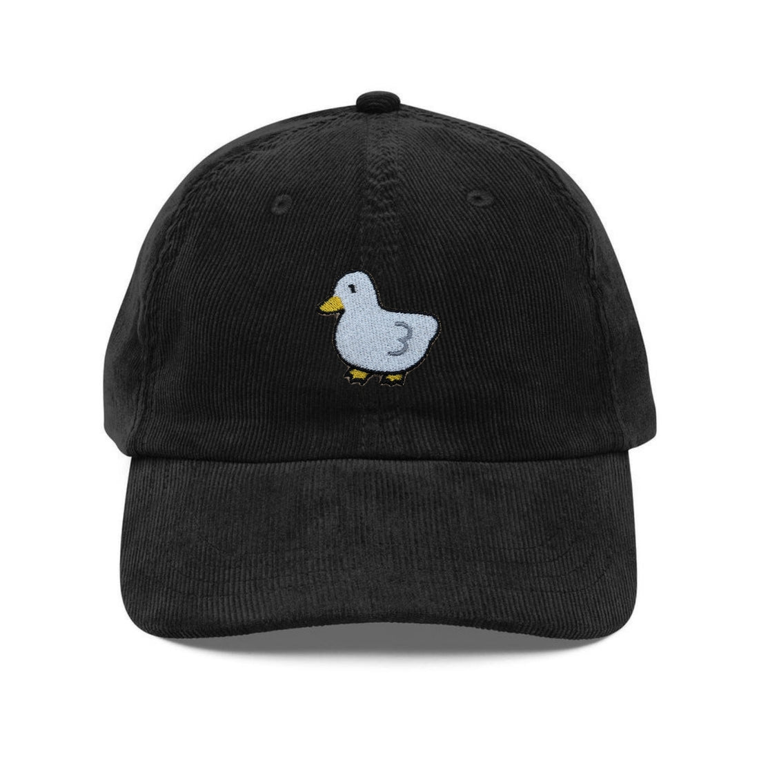 Custom Embroidered Cute Duck Hat - Vintage Corduroy Animal Cap