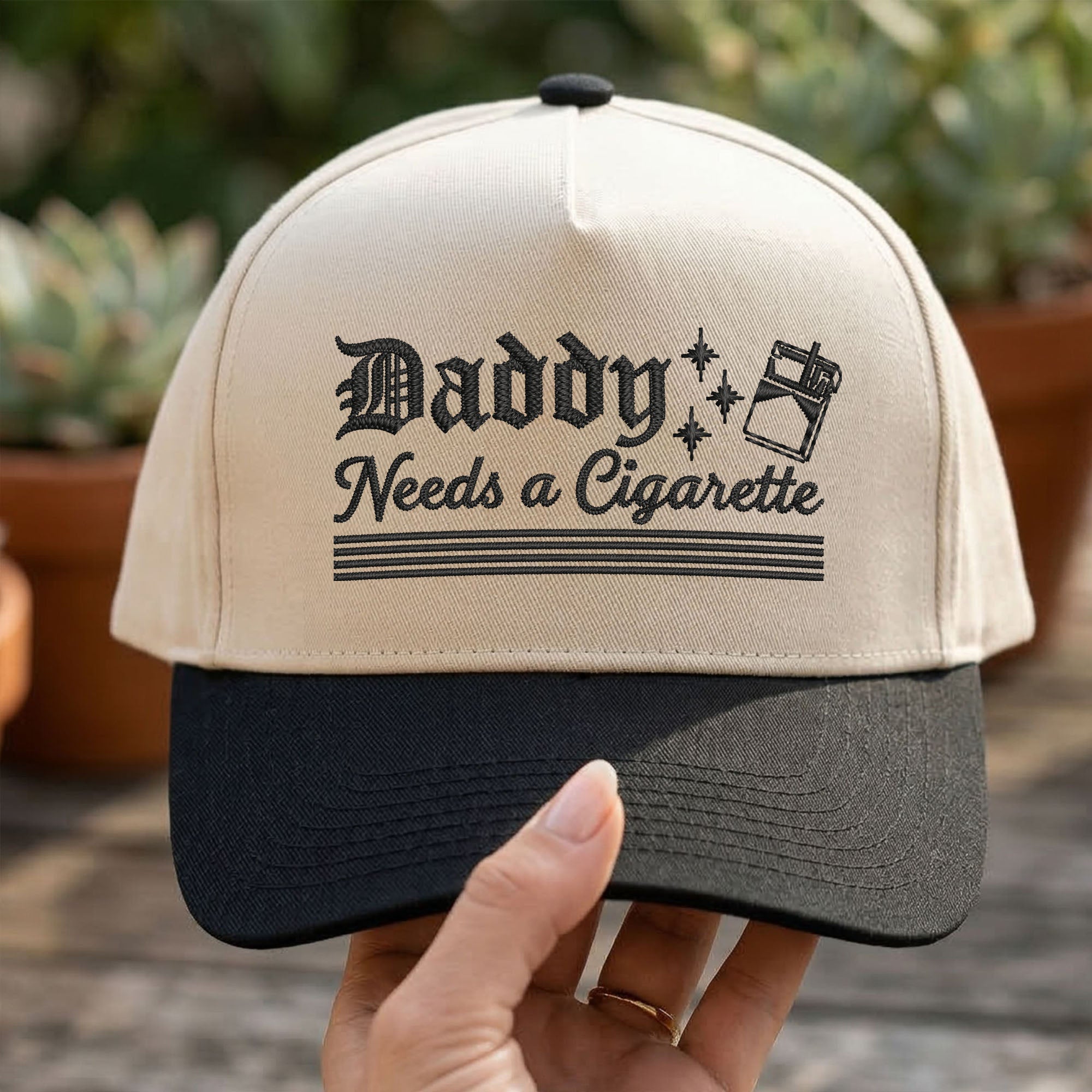 Custom Embroidered Daddy Needs a Cigarette Snapback Hat
